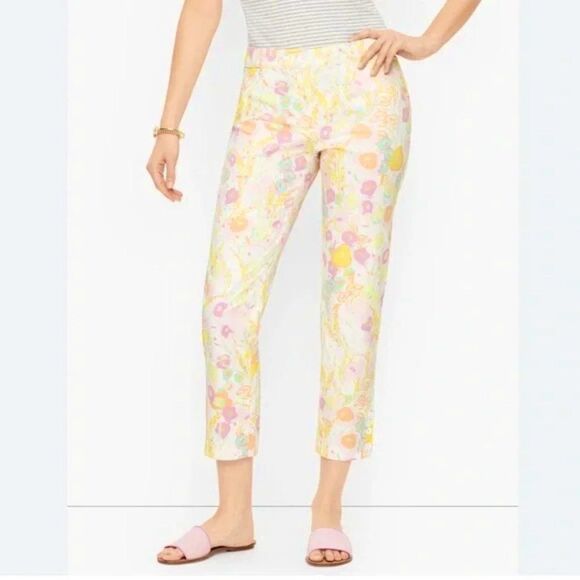 Talbots The Perfect Crop Pants Size 8 Abstract Floral NWOT - Picture 1 of 10